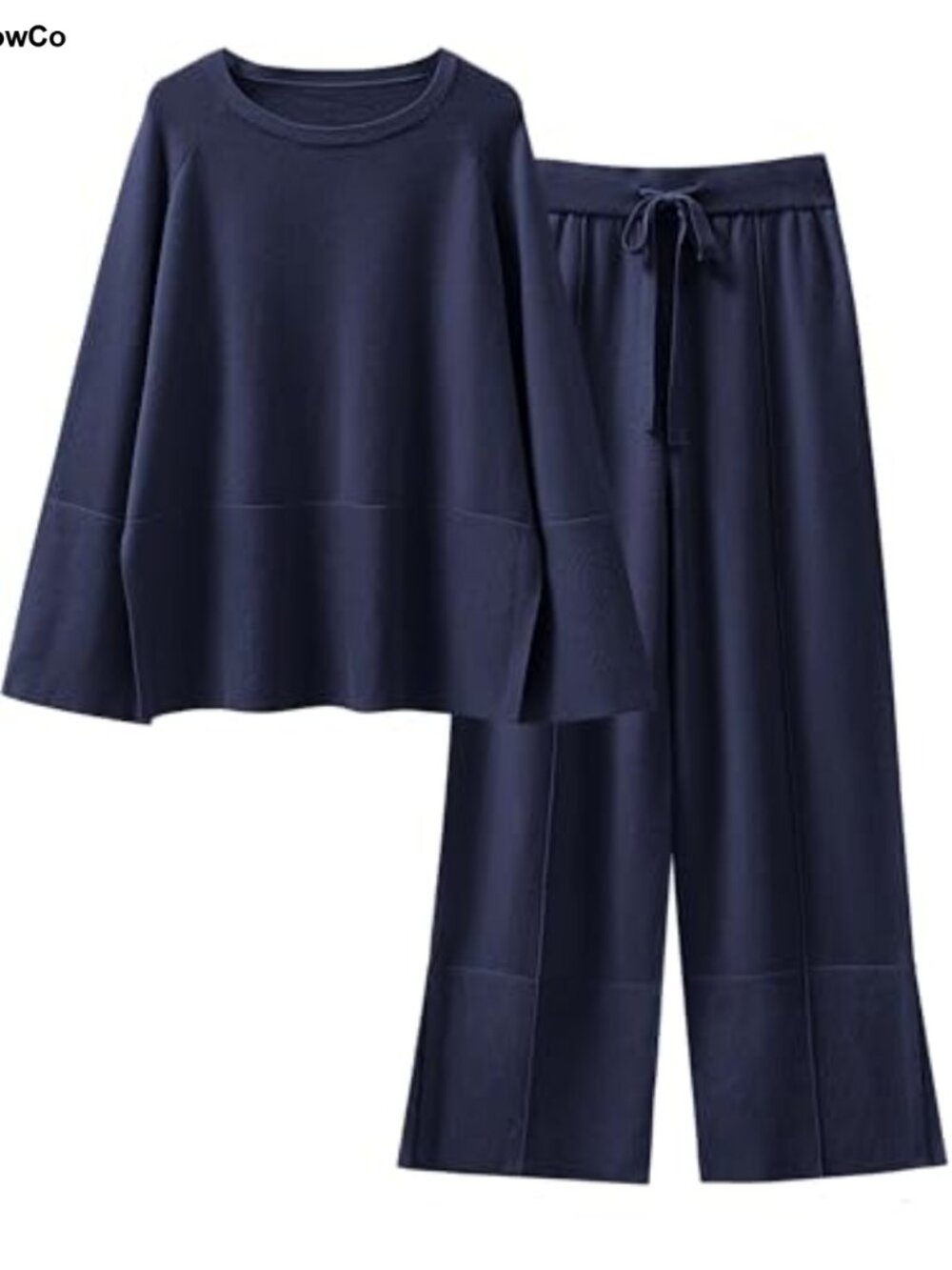 2 Piece Oversized Knit Sweater Set Wide Leg Pants Matching Set